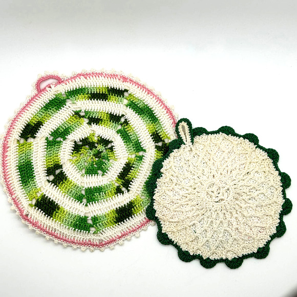 Vintage Handmade Crochet Potholders Lot of 2 - Picture 2 of 10